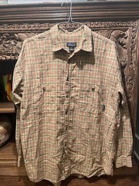 Patagonia Tan Plaid Long-Sleeve Button-Down Shirt